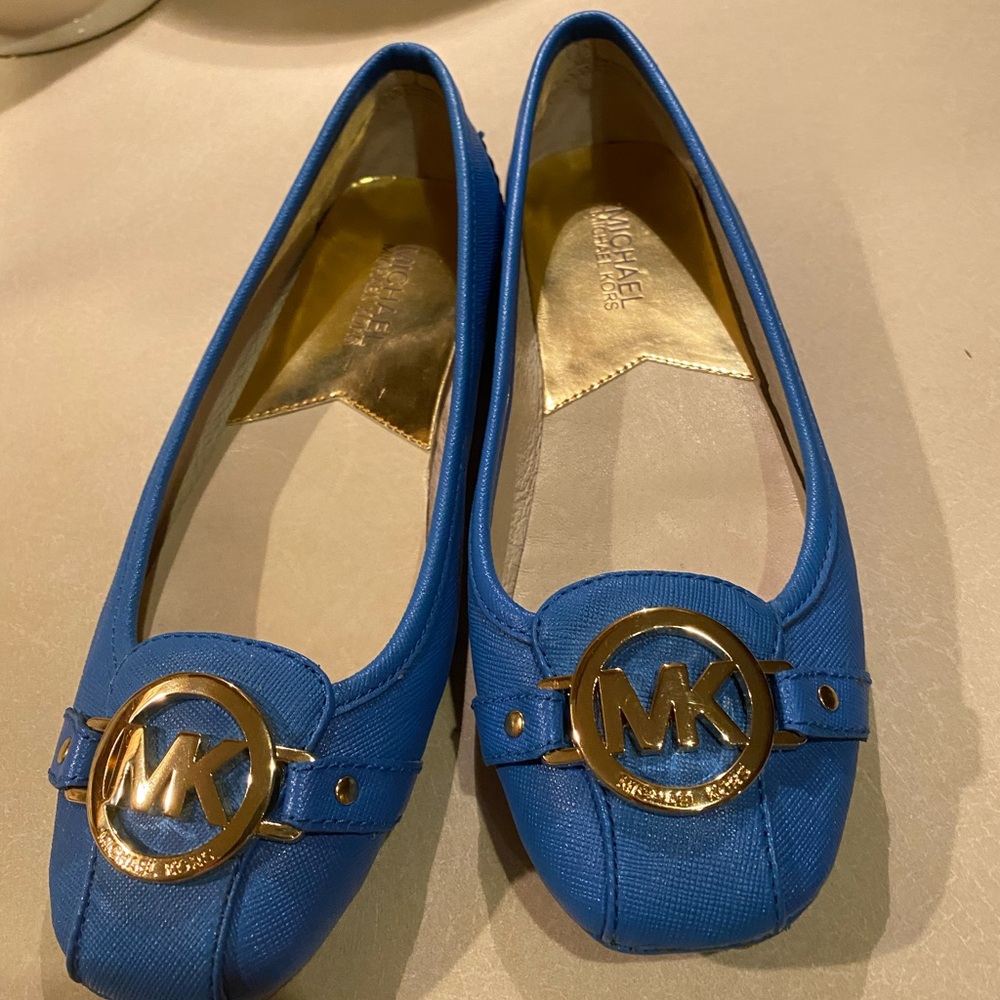 Michael Kors Royal Blue Loafers with Gold Accents